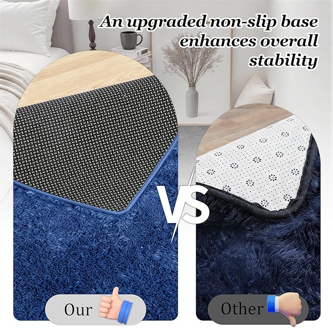 6x9 Area Rugs for Living Room Bedroom: Ultra Soft Fluffy Shag Rug Upgrade Non-Slip Non-Shedding Large Fuzzy Plush Carpet Indoor Floor Carpets for Kids Room Playroom Nursery Dorms Home Decor Blue