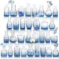 Der Rose Glass Bud Vases Set of 32 Small Blue Flower Vases for Rustic Wedding Centerpieces Table Decorations and Home Office Decor(Blue)