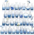 Der Rose Glass Bud Vases Set of 32 Small Blue Flower Vases for Rustic Wedding Centerpieces Table Decorations and Home Office Decor(Blue)