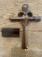 DAICAT - Hand-carved Wooden Cross Wall Decor, 10 Inch Tall Larger Cross for Home Decor, Cross Decor for Wall, Hand made Wood Crosses Wall and Table, Wedding Gifts for Couple (No 5)