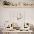 U Brands Farmhouse Bulletin Board, Linen Covered Corkboard with White Wood Frame, 30" x 20" (6711U00-01)
