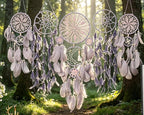 Set of 5 Boho, Hanging Large Boho Dream Catcher Wall Hanging Moon Dream Catcher Set Dream Catchers Wall Decor for Vintage Wedding Home Decorations (Flower Color)