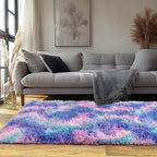 Runner Rugs for Bedroom 2x6 Rug Runners for Hallways Non Slip Soft Shag Bedside Rug, Fluffy Area Rug Throw Rugs for Living Room, Floor Carpet Runner for Nursery Kids Dorm, Rainbow Purple