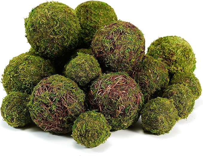 Decorative Moss Balls Set - 18pcs Fake Moss Balls for Bowl Fillers, Centerpiece Decor, Home Decor, Vase Fillers, Wedding Decor, Table Arrangements, Coffee Accents, DIY Crafts (Mix-Set of 18)
