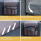 Sofa Armrest Organizer Non-Slip Remote Control Holders for Recliner Couch Chair Armchair Caddy with 5 Pockets for Table,Cell Phone,Ipad,Magazines,Books (Lightgrey, 13 x 35 Inch)