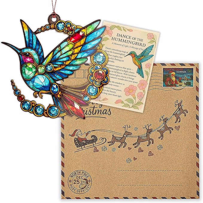 Hummingbird Gifts for Women - Christmas Ornament 2026 - Beautiful Christmas Ornaments Decorative Hummingbird with Meaningful Story Card Humming Bird Valentines Birthday Teacher Gift