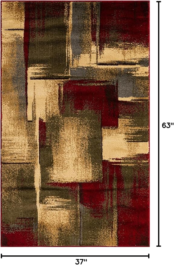 Unique Loom Barista Collection Area Rug - Timor (3' 1" x 5' 3" Rectangle, Multi/Red)