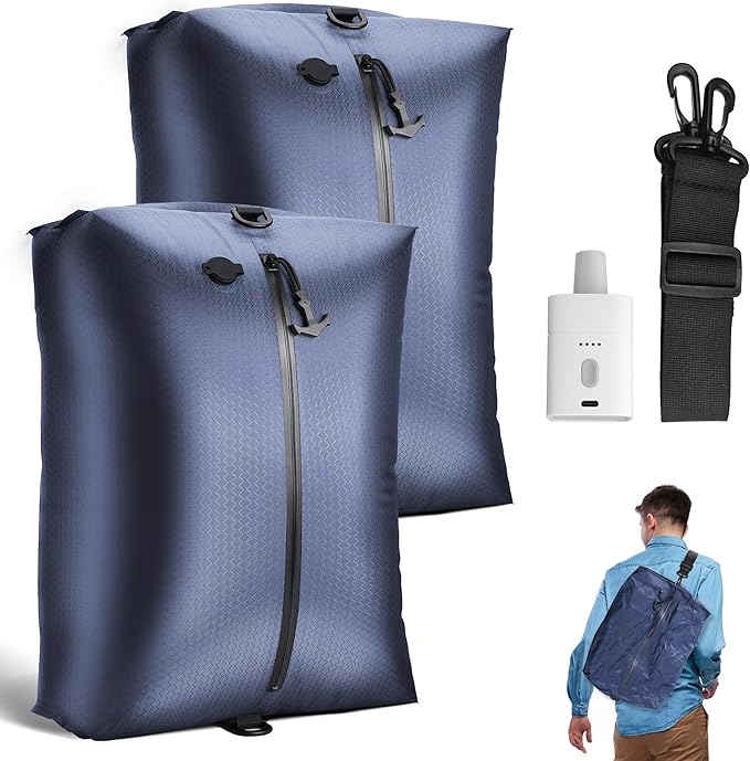 Travel Vacuum Bags with Wireless Pump, Reusable Vacuum Compression Bags for Suitcase, Space Saver for Luggage, Airtight & Waterproof, Perfect for Frequent Travelers & Business Trips (2-Pack)
