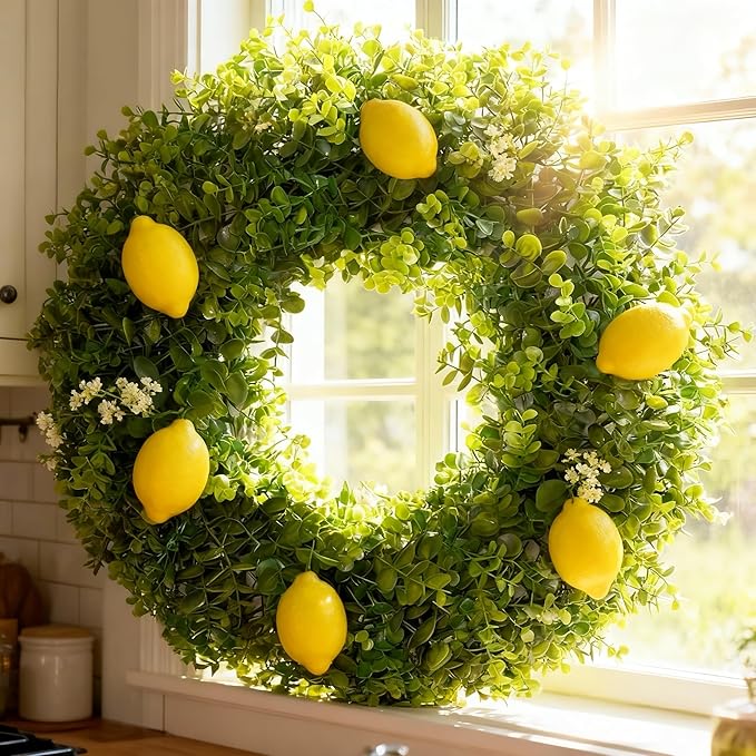 Hiptree 18 Inch Boxwood Wreath for Front Door-Artificial Spring Greenery Indoor Outdoor Wreaths Decorations, Farmhouse Wall Decor-Wedding,Summer, Fall, Winter,Easter, Green All Year Round,DIY Wreaths