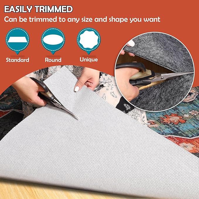 Waterproof Rug Pad, Thick 2x6 Ft Under Area Rug Carpet Pad, Non Slip Rug Pads for All Floors and Hardwood Floors Finishes, Keep Carpets in Place Soft and Prevent Rug from Wrinkling or Buckling