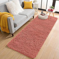 OLANLY 2x8 Machine Washable Runner Rugs for Hallway, Soft Fluffy Shaggy Bedside Rugs for Bedroom, Living Room, Indoor Floor Carpet for Kids Girls and Boys, Home Decor Aesthetic, Rust Red