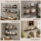 Marsmiles 36 inch Floating Shelves for Wall Elm Wood Live Edge Shelves|Rustic Wall Shelves with Invisible Heavy-Duty Bracket for Bathroom Living Room Kitchen|Walnut, 2 Pack