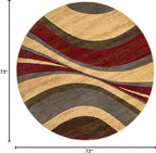 Unique Loom Barista Collection Area Rug - Ngada (6' 1" Round, Beige/Red)