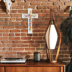 VZVCTFS White Multicolored Wildflowers Cross Wall Decor with Scripture - John 6:35 Wooden Christian Sign, Rustic Farmhouse Inspirational Gift for Home, Easter Christmas Hanging Art (6.5x10 Inch)（A07）