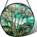 Stained Glass Window Hanging, Green Abstract Lotus Leaves Tree Sun Catcher for Window Door Home Decor Plant Suncatcher Christmas Mother's Day Birthday Gifts for Women Men Mom Nana 6.3 in