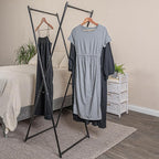 Household Essentials Valet Folding Clothes Rack, Strong Metal X-Frame, Chic Design, Great for Guest and Dressing Rooms, Portable and Easy to Use, Folds Flat, Black