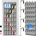 over the door shoe organizer,2025 upgraded,shoe organizer,35 Huge pockets,over door shoe organizer,Store size 13 shoes,shoe organizer,Strong material,hooks Suitable for various doors,Grey/black