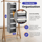 Handy Laundry Hanging Clothes Organizer for Kids - 6-Shelf Closet Daily Clothing Organization Labeled Shelves with Days of The Week Monday Through Friday, Weekday and Weekend (Grey)