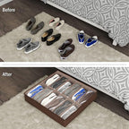 Everyday Home Under Bed Storage Shoe Organizer Bag with Clear Plastic Zippered Cover, Stores 12 Pairs of Shoes (Brown) (Pack of 2)