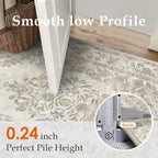 3x4 Area Rug Beige Washable Office Vintage Distressed Carpet Bedroom Indoor Neutral Medallion Floral Living Room Non Slip Retro Throw Floor Mat for Dining Room Kitchen Bathroom