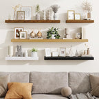 Fun Memories Floating Shelves 30 Inch, Wall Mounted Wood Shelf Set of 2, Farmhouse Decor for Bathroom, Bedroom, Kitchen, Living Room, White