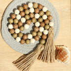 Meplait Wood Bead Garland, 39in Farmhouse Beads with Tassels for Tiered Tray Decor