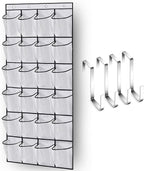MISSLO Over The Door Shoe Organizer 24 Large Mesh Pockets, White