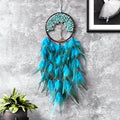 Dream Catchers, Dream Catcher Tree of Life Wall Decor, with Natural Healing Crystal Stone, Perfect Turquoise Handmade Dreamlike Dream Catcher for Bedroom Art Craft Gift