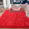 Rugs for Living Room 6x9, Soft Shaggy Modern Shag Area Rug for Bedroom, Upgrade Non-Slip Plush Fluffy Carpet for Kids Boys Girls Room Home Decor Aesthetic, Red