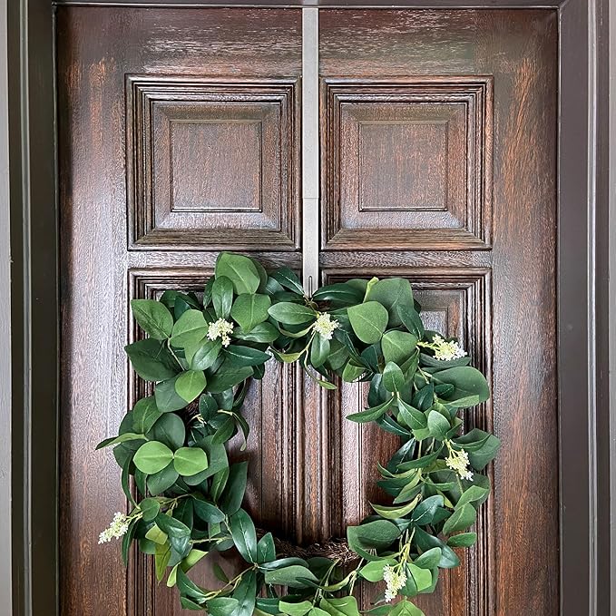 Haute Decor Adapt Adjustable Wreath Hanger, Top & Length Adjustable (Textured Silver)