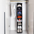 Hanging Shoe Organizer for Closet with Side Mesh Pockets，Hat Racks for Baseball Caps，Shoe and Hat Holder & Storage，8-Shelf，Black，1 Pack