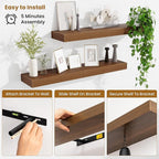 Fun Memories Floating Shelves 30 Inch, Wall Mounted Wood Shelf Set of 2, Farmhouse Decor for Bathroom, Bedroom, Kitchen, Living Room, Walnut