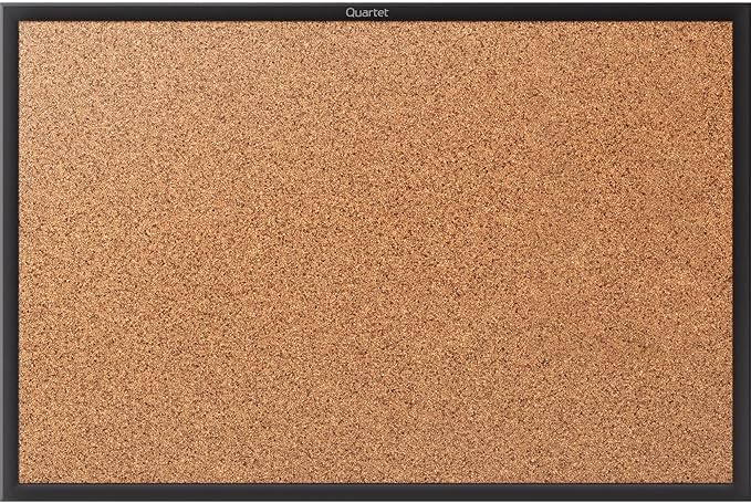 Quartet Cork Bulletin Board 72"W x 48"H Pin Board, Black Aluminum Frame (2307B)