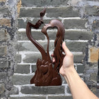 BGCOPPER Wooden Kissing Couple Ornament, Abstract Couple Portrait Sculpture Romantic Love Statue Decor Gift for Women Anniversary Valentine Wedding - 10 Inch
