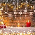 Giegxin 32 Pcs Crystal Christmas Ornaments Crystal Hanging Snowflakes Acrylic Xmas Tree Icicle Drop Decorations with Hooks for Christmas Snow Party Winter(Champagne)