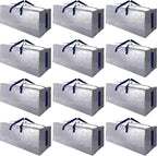 SWEET DOLPHIN 12 Pack Extra Large Moving Bags with Strong Zippers & Carrying Handles, Heavy Duty Storage Tote for Space Saving Moving Storage, Fold Flat, Alternative to Moving Box (Silver)
