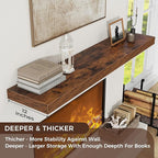 Venusmiles Floating Shelves for Wall, 72 Inch Wide x 12 Inch Deep Floating Shelves, Long Wood Floating Wall Shelf Shelves for Living Room Bathroom Bedroom Kitchen Home - (Brown, 72" W x 12" D x 2" H)