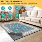 Waterproof Rug Pad, Thick 5x7 ft Under Area Rug Carpet Pad, Non Slip Felt Rug Pads for Hardwood Floors, Keep Carpets in Place Soft and Prevent Rug from Wrinkling or Buckling