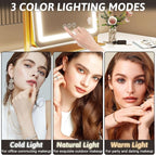 FENNIO Vanity Mirror with Lights 22 Inch- LED Lighted Makeup Mirror,Large Makeup Mirror with Lights,Touch Screen with 3-Color Lighting,Led Mirror Makeup,Dimmable(Gold)