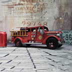 Truck Model Retro Fire Diecast Metal Miniature Vehicles Large Fire Fighting Truck Decor Home Antique Truck Decor Automotive Decor 16.4'' Long…