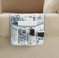 Brilliant Sunshine Blue Toile Couch Sofa Armrest 5 Pockets Organizer, Slip Resistant Recliner Armchair Caddy, Washable Remote Controls Holder, Storage for Magazine, Tablet, Phone, iPad, 35×13", Blue