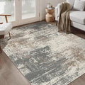 Ciicool Abstract Area Rug Indoor, 3x5 Washable Entryway Rug, Modern Soft Throw Rug with Non-Slip Backing for Bedroom Living Room Entrance Kitchen, Non-Shedding Low-Pile Floor Carpet Doormat Grey Beige