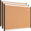 Amazon Basics Cork Bulletin Board, 17" x 23", Pin Board for Office & Home, Wall Organizer with Aluminum Frame, Lightweight, Easy to Install, 3-Pack