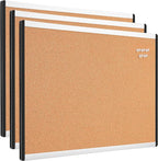Amazon Basics Cork Bulletin Board, 17" x 23", Pin Board for Office & Home, Wall Organizer with Aluminum Frame, Lightweight, Easy to Install, 3-Pack