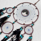 Large Dream Catchers, Boho Handmade Woven Blue and Black Dream Catcher Wall Hanging Ornament for Bedroom Living Room Adults Wedding Party Decor, Festival Blessing Gift (Blue & Black)