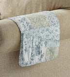 Brilliant Sunshine Multi Blue and Beige Floral Patchwork Couch Armrest 5 Pockets Organizer, Slip Resistant Armchair Caddy, Washable Remote Controls Holder, Storage for Magazine, iPad, 35×13", Blue