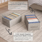 Wardrobe Clothes Organizer, 5 Compartments Jeans Organizers and Storage, Stackable Drawer Organizer for Closet - Pants, Sweaters, T-Shirts, Dimension 14.2" x 11"x 8"