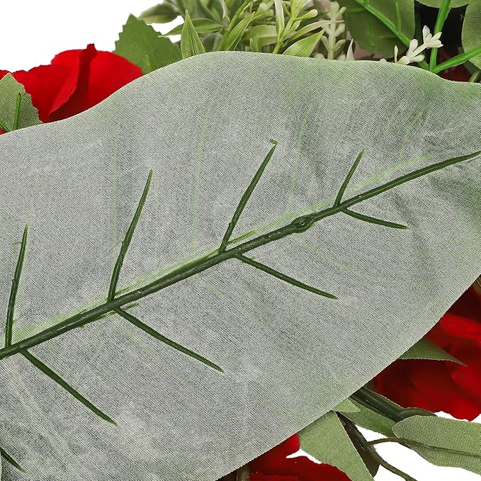 TITA-DONG 25.6inch Artificial Rose Peony Flower Swag, Front Door Peony Floral Arch Garland Swag Hydrangeas Eucalyptus Leaves Wreath for Wedding Arch Front Door House Wall Decoration(White)