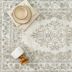 2x8 Runner Rug Beige Washable Hallway Kitchen Bedroom Vintage Distressed Bathroom Non Slip Medallion Floral Carpet Indoor Retro Throw Floor Mat for Office Dining Laundry Living Room