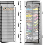 24-Pair Over Door Shoe Organizer for Family & Kids, Double Sided | Hanging Storage for Sneakers, Boots, Toys & Room Organization-Graphite Gray